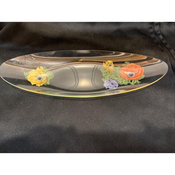 Vintage Chance Glass England 1965 Fiestaware Anemone Pattern Long Oval Dish - Picture 3 of 10